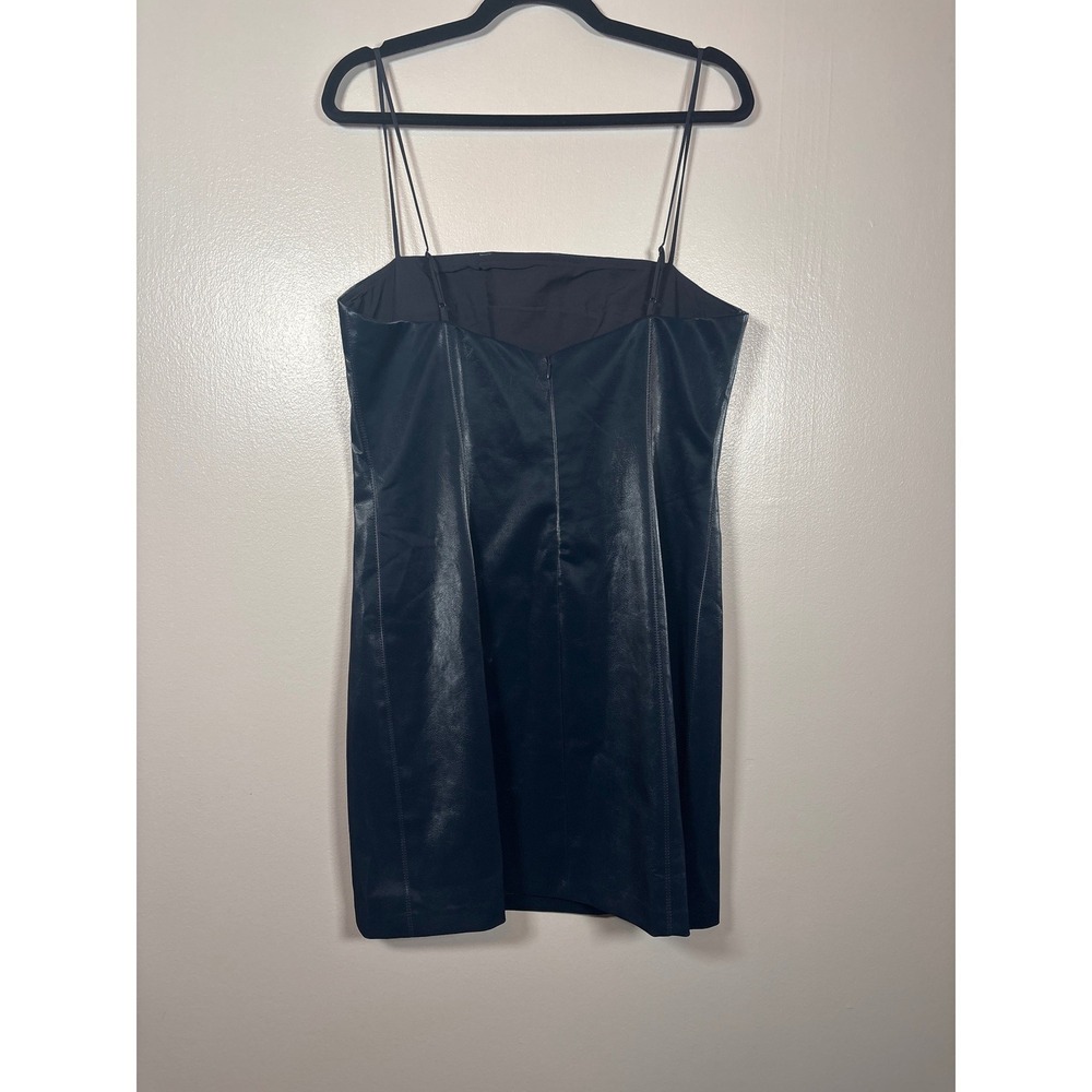 Love Bonito Navy Blue Faux Leather Mini Dress Spaghetti Strap LN1448 Womens 10 - Picture 2 of 6
